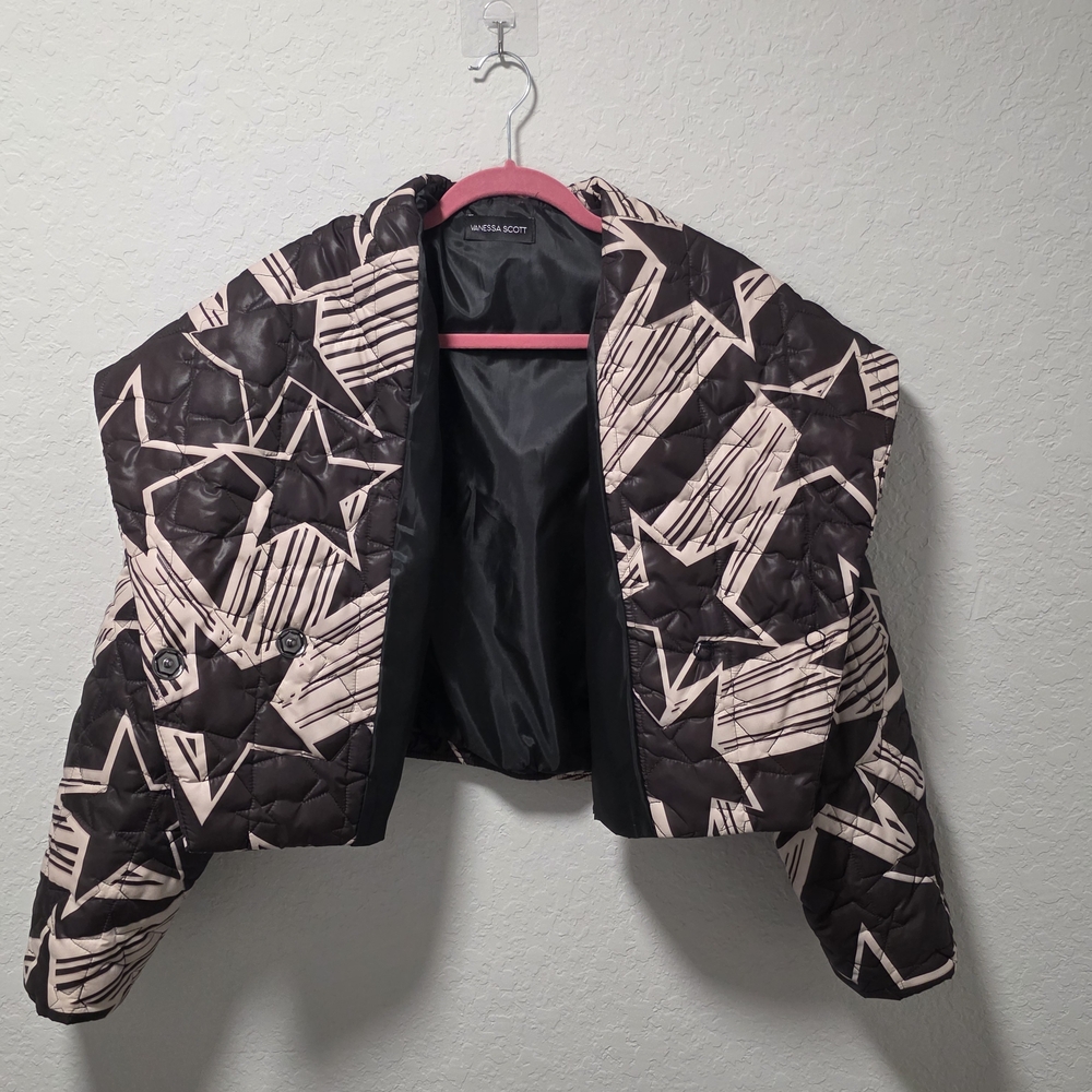 Star Pattern Cropped Quilted Jacket - image 1